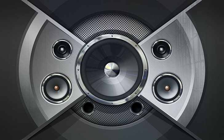 black speaker, music, b/W, speakers, acoustics, HD wallpaper