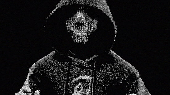 czarna męska bluza z kapturem, DEDSEC, czaszka, grafika, monochromatyczna, ciemna, kaptury, Tapety HD HD wallpaper