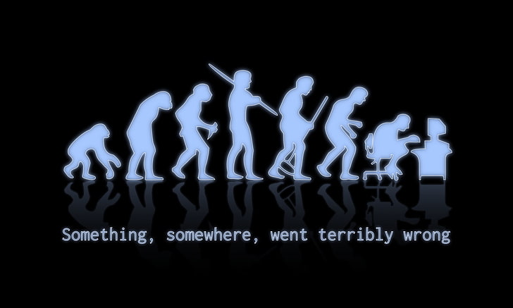 evolution of man with text overlay, quote, evolution, typography, humor, HD wallpaper