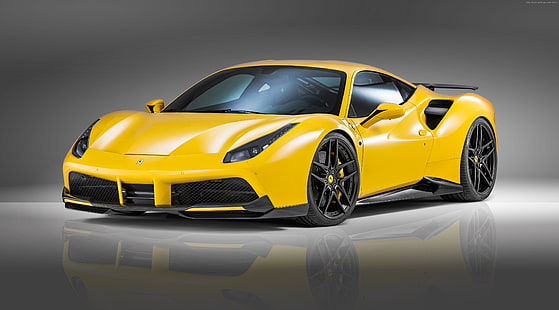 kuning, kecepatan, supercar, NOVITEC ROSSO Ferrari 488 gtb, Wallpaper HD HD wallpaper