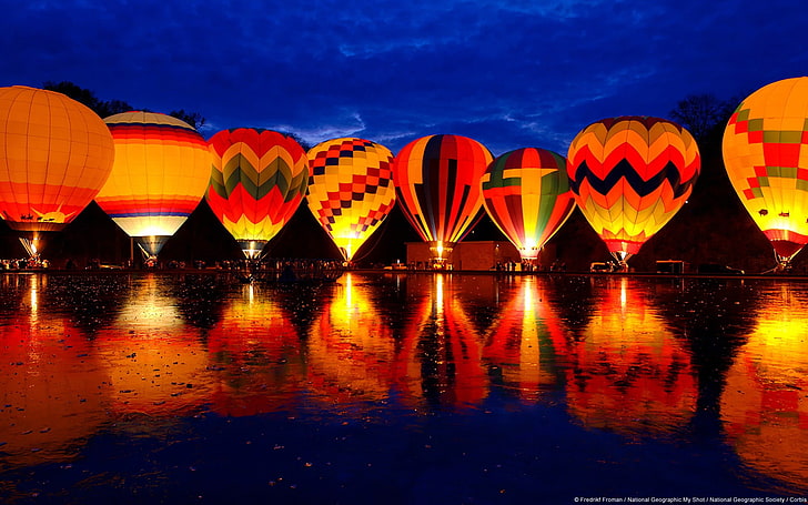 Cincinnati Gölü balon-Windows Tema Duvar Kağıdı, çeşitli renk sıcak hava balonu çok, HD masaüstü duvar kağıdı