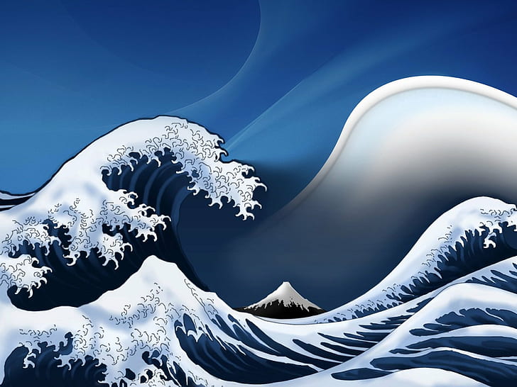 1600x1200 px art digital Great Kanagawa off the Wave waves Nature Forests HD Art, arte, digital, olas, off, wave, GRANDE, 1600x1200 px, Kanagawa, Fondo de pantalla HD