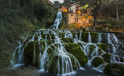 orbaneja-del-castillo, vattenfall, Spanien, HD tapet HD wallpaper
