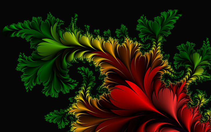 abstract, 2560x1600, Leaf, fractal, feather, ultra hd, HD wallpaper