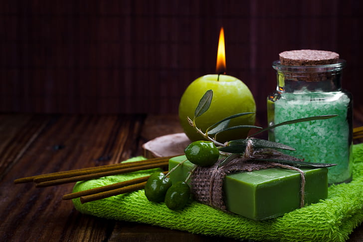 Man Made, Spa, Candle, Soap, Still Life, HD tapet