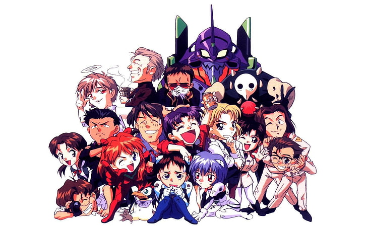Asuka Langley Soryu, Ayanami Rei, Unidade EVA 01, Gendo Ikari, Ikari Shinji, Neon Genesis Evangelion, Pen², HD papel de parede