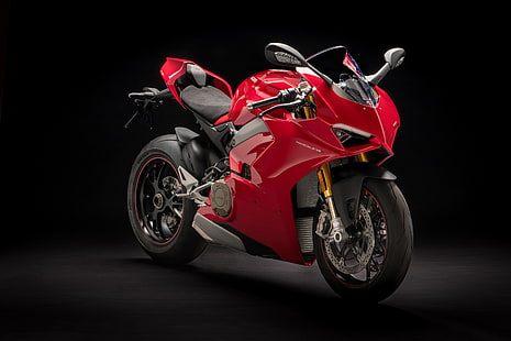 красный спортивный мотоцикл, Ducati Panigale V4 S, 2018, 4K, HD обои HD wallpaper