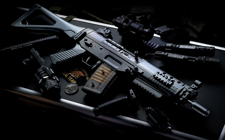 senapan serbu hitam, Senjata, Senapan Serbu, Sig 556, Wallpaper HD
