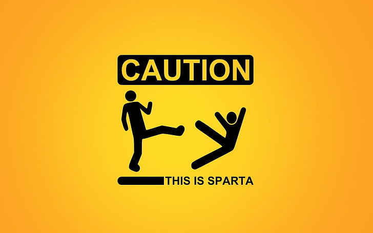 Caution This is Sparta, caution this is sparta sign, funny, caution, this, sparta, HD wallpaper