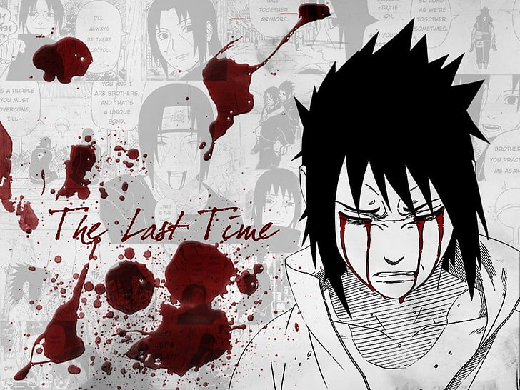 homem anime ilustração, Naruto Shippuuden, sangue, Uchiha Itachi, Uchiha Sasuke, mangá, lágrimas, irmãos, HD papel de parede