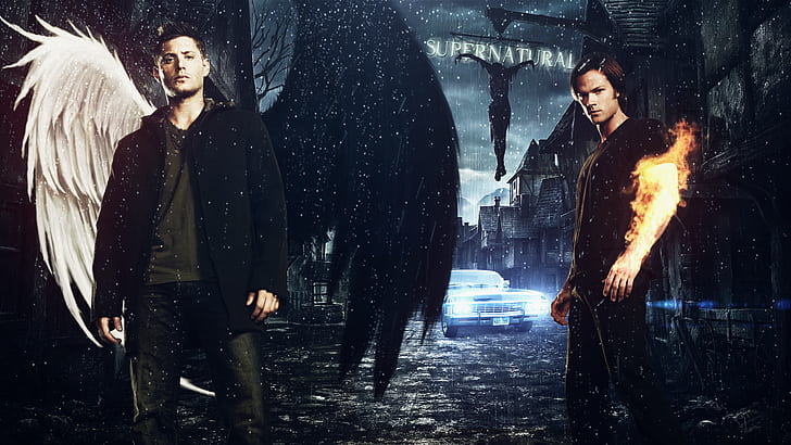 Jared Padalecki and Jensen Ackles, Supernatural, angel, HD wallpaper