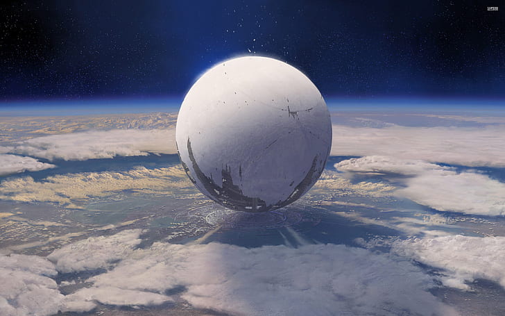 video games, Destiny 2 (video game), the traveler, Earth, science fiction, space, HD wallpaper