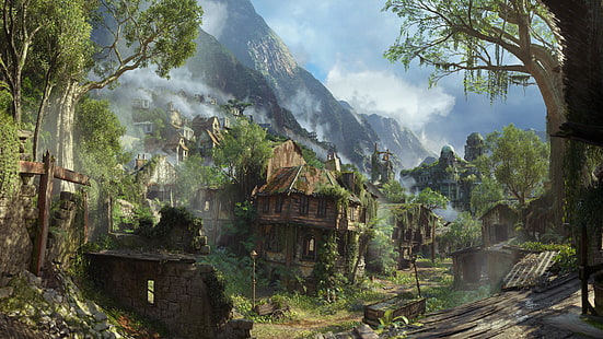 Uncharted, Uncharted 4: A Thief's End, Montaña, Ruina, Ciudad, Fondo de pantalla HD HD wallpaper