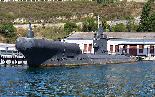 сива подводница, СССР, проект 633RV подводница S-49, военна, превозно средство, подводница, HD тапет HD wallpaper