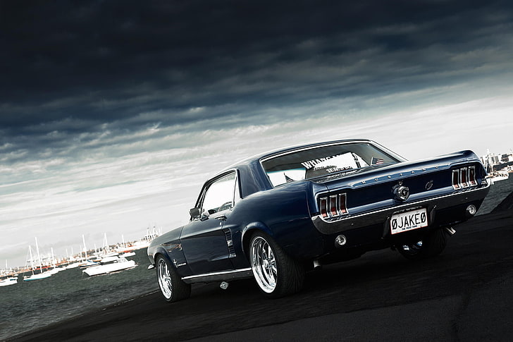classic black Ford Mustang coupe, Mustang, Ford, muscle car, 1967, rear, Jake, Andrei Diomidov, HD wallpaper