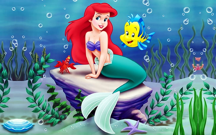 Lilla sjöjungfru Ariel, Disney, roliga, glada ansikten, HD tapet