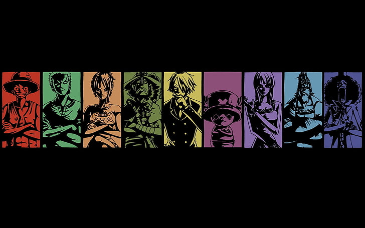 Скриншот обои One Piece персонажи, One Piece, панели, коллаж, аниме, HD обои