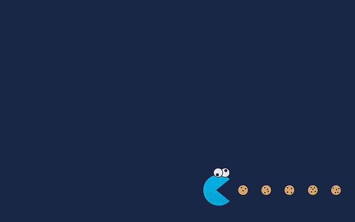Cookie Monster, Pac-Man, humor, minimalism, HD tapet