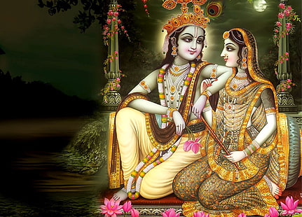 Dewa Radhe Krishna, ilustrasi dewa Hinddu, Dewa, Dewa Krishna, hindu, radha, Wallpaper HD HD wallpaper