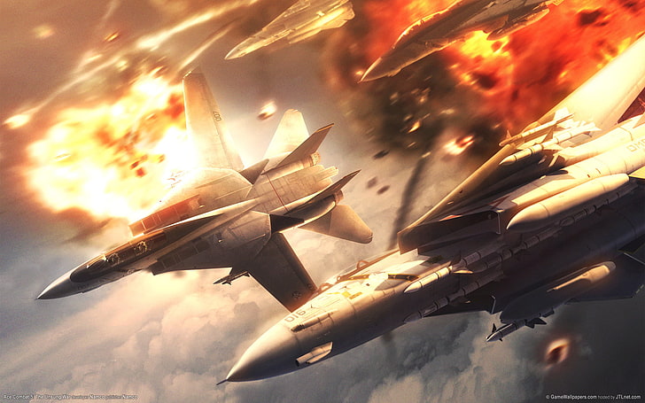 graue Kampfflugzeuge wallpaper, Flugzeuge, Ass Kampf 5, Spiele, HD-Hintergrundbild