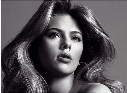 Scarlett Johansson นักแสดงใบหน้าขาวดำผู้หญิง, วอลล์เปเปอร์ HD HD wallpaper