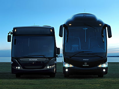 автобус, Scania, полу, трактор, транспорт, HD обои HD wallpaper