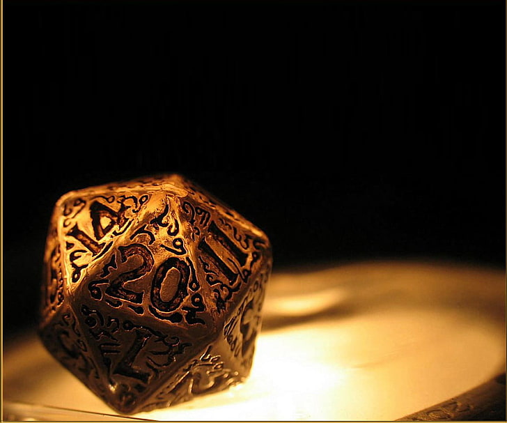 gold-colored and black ring, dice, Dungeons and Dragons, HD wallpaper