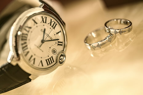 часовници, луксозни часовници, пръстени, Cartier, HD тапет HD wallpaper