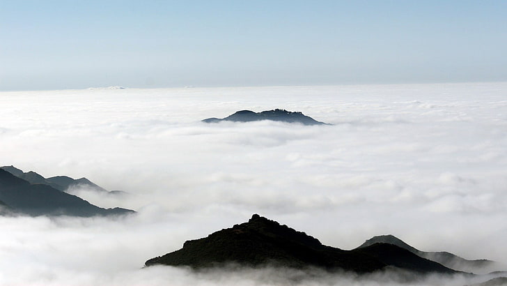 sea of clouds, landscape, skyscape, clouds, mountains, HD wallpaper