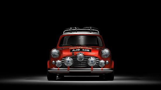 Auto, auto rosse, Mini Cooper, auto sportive, sfondo nero, Rallye, auto, auto rosse, mini cooper, auto sportive, sfondo nero, rallye, Sfondo HD HD wallpaper