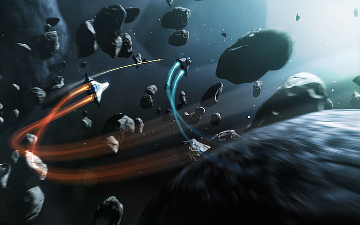 Space Shuttle Digital Wallpaper, Weltraum, das Spiel, Schiffe, Schlacht, Kunst, die Asteroiden, Elite Dangerous, HD-Hintergrundbild