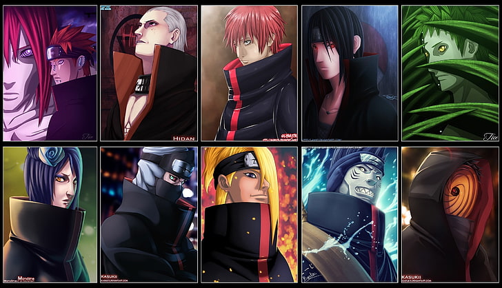 Fond d'écran des membres de Naruto Akatsuki, Naruto Shippuuden, Akatsuki, Tobi, Sasori, Zetsu, Konan, Kakuzu, Deidara, Hoshigaki Kisame, Pein, Hidan, Uchiha Itachi, Fond d'écran HD
