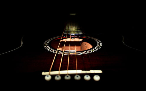 赤いアコースティックギター、ギター、楽器、 HDデスクトップの壁紙 HD wallpaper