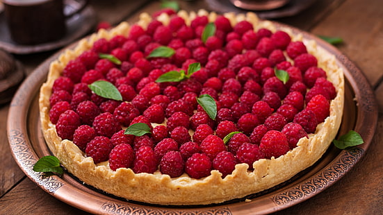 dessert, baked goods, tart, raspberry, raspberry pie, cake, berry, sweetness, pie, HD wallpaper HD wallpaper