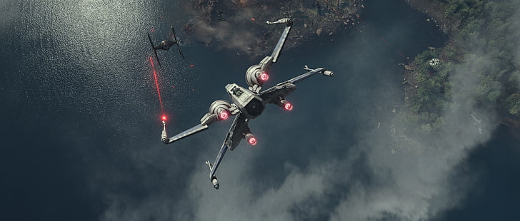 Star Wars: The Force Awakens, X-wing, TIE Fighter, film, Wallpaper HD