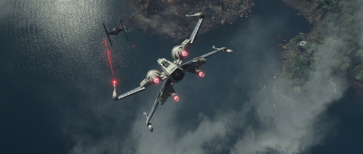 Star Wars: The Force Awakens, X-wing, TIE Fighter, movies, HD wallpaper HD wallpaper