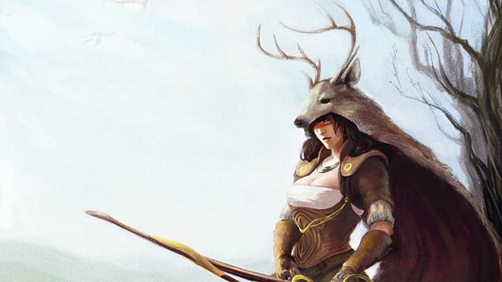 Femmes HD, illustration de personnage archer habillé marron, fantaisie, femmes, Fond d'écran HD