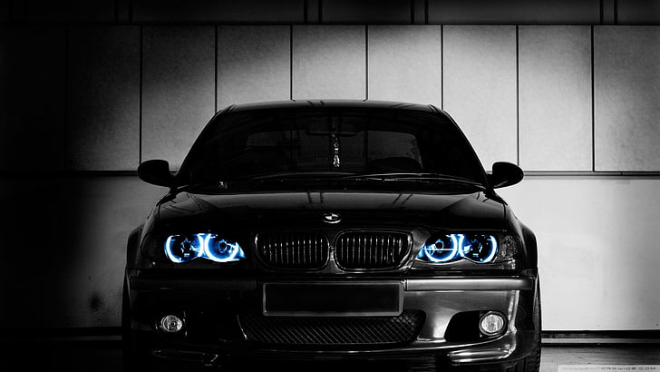 black BMW car, BMW, e46, HD wallpaper