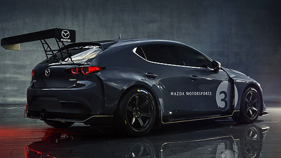 Mazda, Mazda3 TCR, czarny samochód, samochód, samochód wyścigowy, samochód sportowy, Tapety HD HD wallpaper