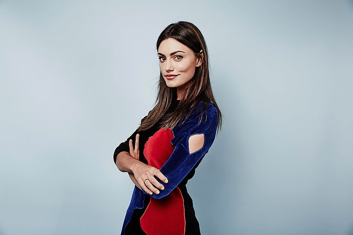 women's blue and red long-sleeved top, photoshoot, Phoebe Tonkin, The Originals, Comic-Con, HD wallpaper
