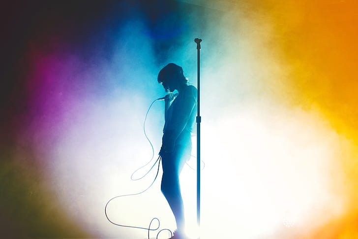 concerts, silhouette, Lauren Mayberry, Chvrches, stages, stage shots, stage light, singer, musician, HD wallpaper