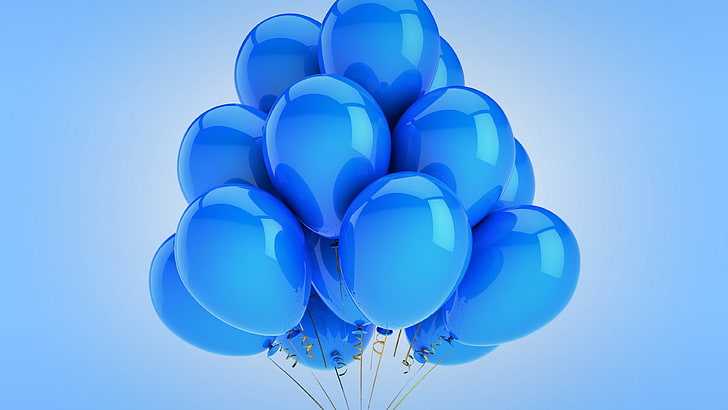 blue balloons illustration, balloon, blue, cyan, simple, HD wallpaper