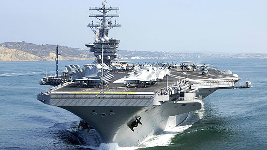 кораб, военен кораб, военно превозно средство, самолетоносач, военен, кораб, превозно средство, транспорт, плавателни съдове, HD тапет HD wallpaper