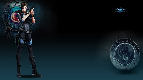 mulher segurando arma papel de parede digital, garota, arma, relógio, Resident Evil, Resident Evil: Revelations, Jill Valentine, Biohazard: Revelations, HD papel de parede HD wallpaper