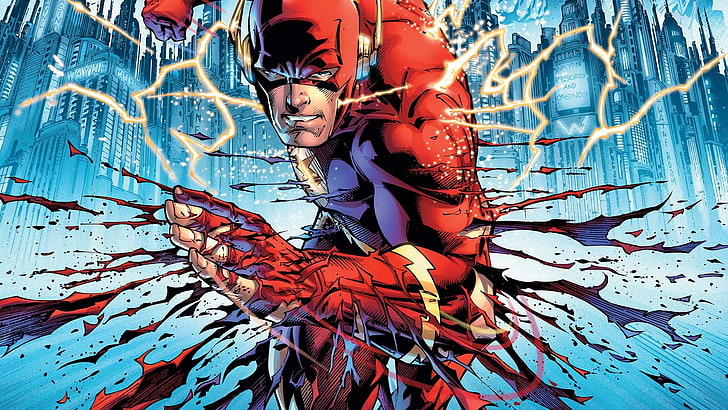 Ilustrasi pemberani, Flash, pahlawan super, komik, kilat, karya seni, Wallpaper HD