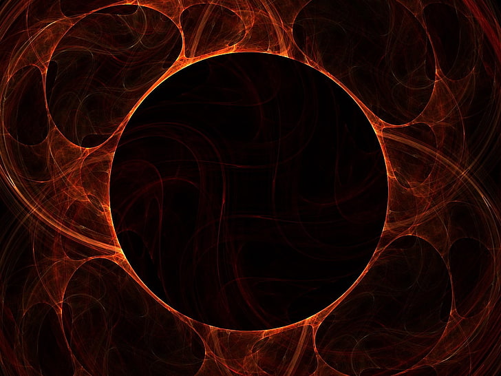 wallpaper digital bulat merah, lingkaran, asap, kerudung, cahaya, Wallpaper HD