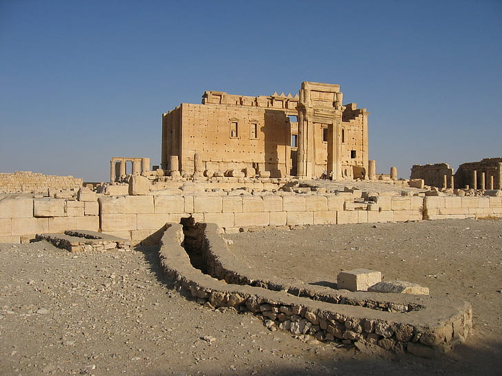 Палмира, Сирия, Храмът на Бел, оранжеви сгради, Древен, Град, Палмира, Сирия, Храмът, Храмът на Бел, HD тапет