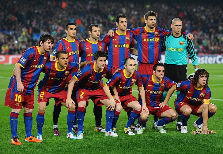 röd och blå Nike Unicef ​​fotbollströja, Champions League, Messi, FC Barca, HD tapet