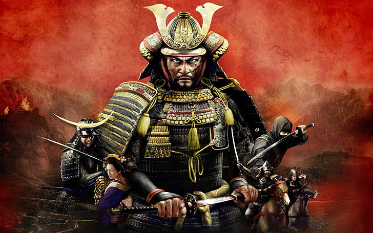Илюстрация на самурай, Total War: Shogun 2, самурай, воин, видео игри, катана, HD тапет