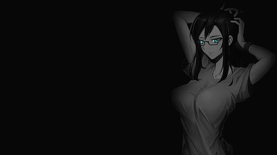 selektiv färgläggning, svart bakgrund, mörk bakgrund, enkel bakgrund, anime flickor, HD tapet HD wallpaper